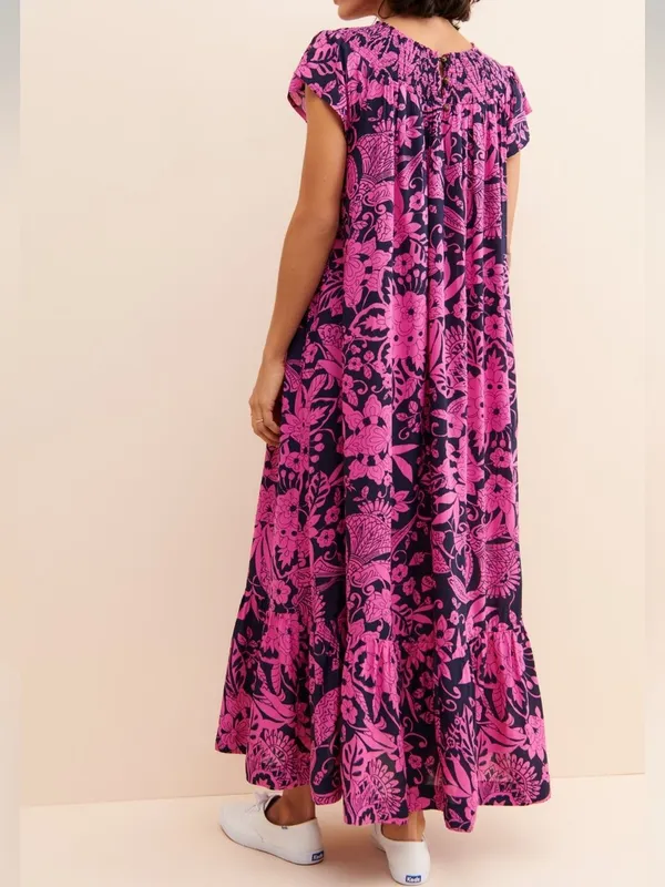 Anthropologie Arielle Maxi Dress Pink and Navy XS - Image 2