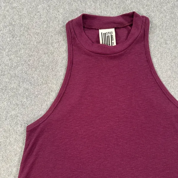 Free People Ribbed High Neck Tank Top Women's X-Small Purple Sleeveless Swing - Image 2