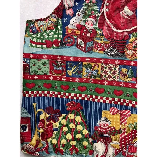 Handmade Vintage Christmas Holiday Vest Santa Patchwork‎ Novelty Womens L - Image 3