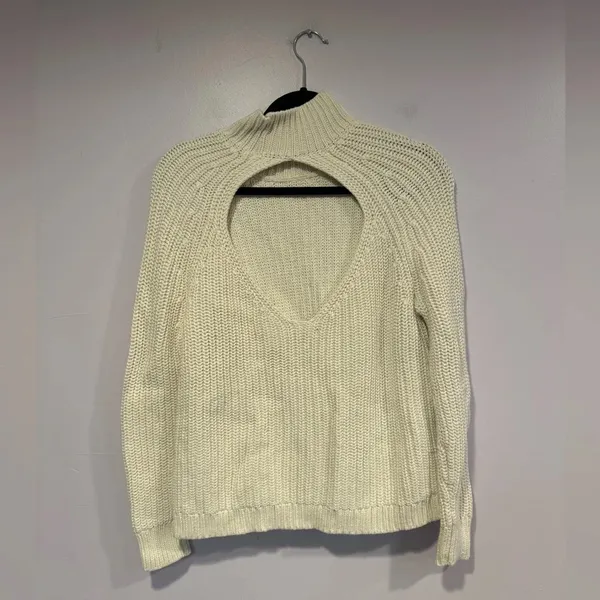White knit‎ open back sweater - Image 3