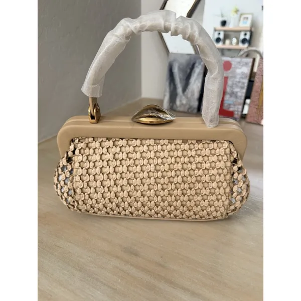 NEW | Cult Gaia Zuma Mini Woven Crossbody Tote Sand Top Handle Bag NWT $458 - Image 5