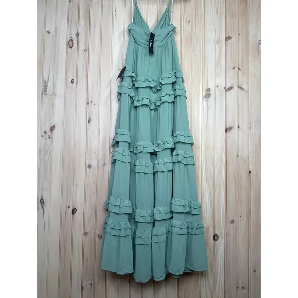 NWT Lulus Lavish Perfection Sage Green Ruffled Tiered Maxi Dress Party Gala XS - Image 7