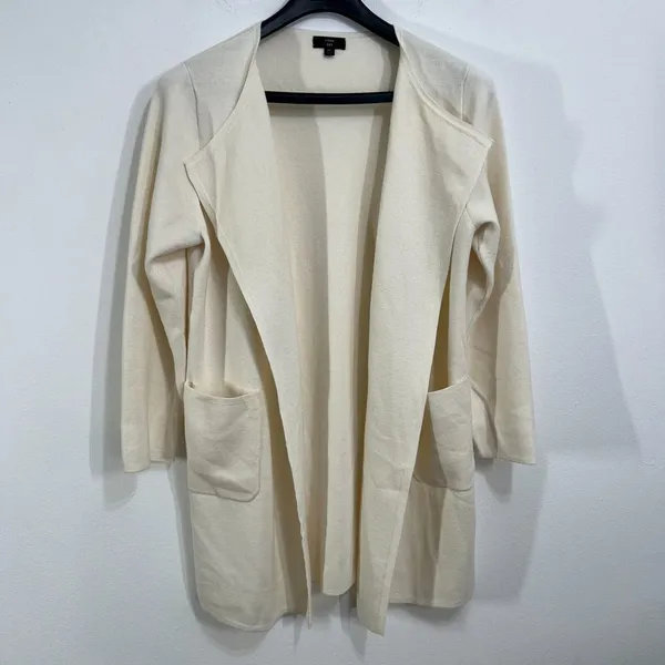 J Crew 365 Juliette Collarless Sweater‎ Blazer XL Open Front Wool Blend Cardigan - Image 2