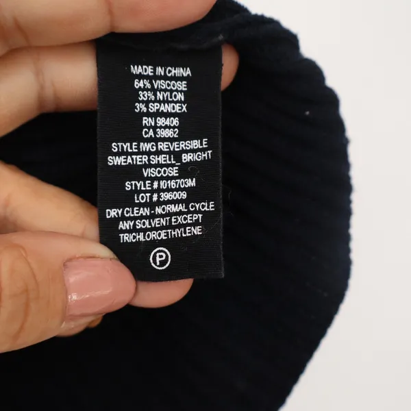 Theory IWG Reversible Sweater Shell Black Ribbed V-Neck Tank Top Size L - Image 3