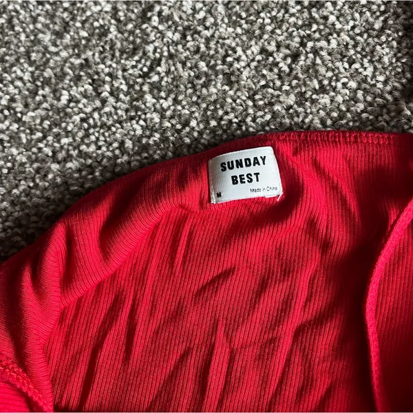 Aritzia Sunday Best - Red Ribbed Bodysuit - Image 2