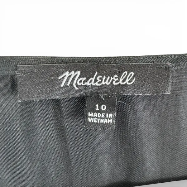 Madewell Black Brushed Ruched V-Neck Cupro Viscose Long Sleeve Blouse Top 10‎ - Image 5