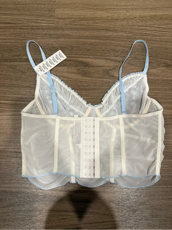 NWT Urban Outfitters Blue / White Floral Corset Top - Image 3