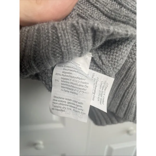 J.Crew Mercantile Garter‎ Stitch Sweater Womens Size M Gray Cotton Merino Wool - Image 6