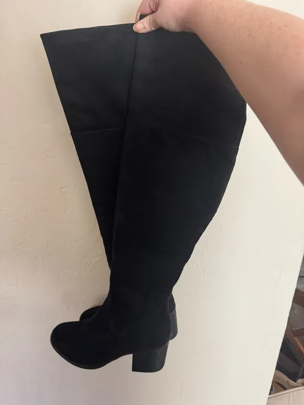Journee Collection Black Suede Over-the-Knee Boots - Image 2