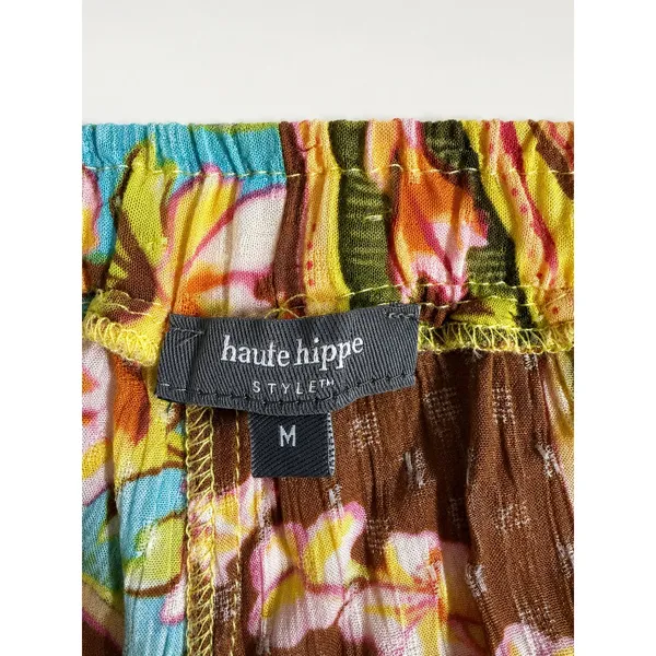 Haute Hippie Style Floral Paisley Print Wide Leg Pants Medium Wooden Bead Tie - Image 6