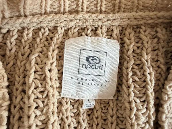 Rip Curl Women's Tan Chunky Knit Open Front Cardigan Size L - Image 4