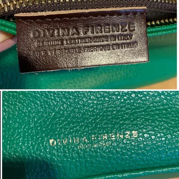 Divina Firenze Emerald Green Leather And Cream Rattan Crossbody Bag - Image 14