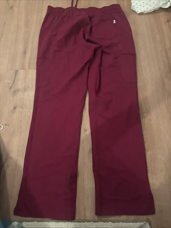 Med Couture Burgundy Cargo Scrub Pants Red - Image 2