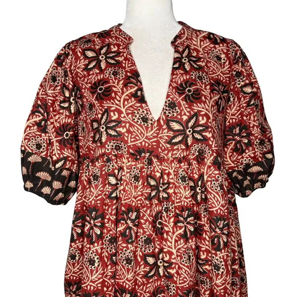 Clara The Label Mini Dress M Cotton Babydoll Lined Boho Peasant Victoria Dunn - Image 2