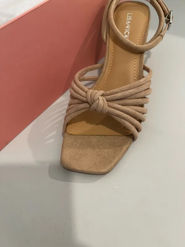 Women's Tan Suede Strappy Sandals Size 6 by Lisa Vicky - Image 3