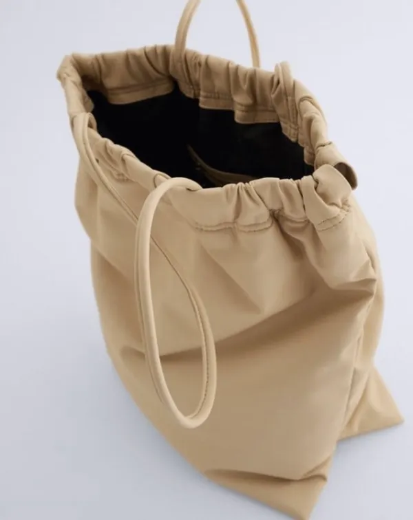 Faux Leather Tote Bag Beige - Image 2