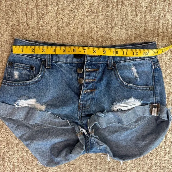 One X One Teaspoon Harlets High Rise Exposed Button Fly Jean Shorts 24 - Image 10