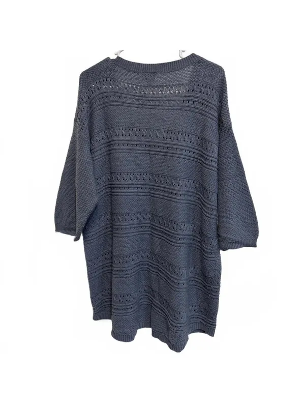 Torrid Dusty Blue Pointelle Pullover V-Neck Tunic Sweater Plus Size 2X - Image 4