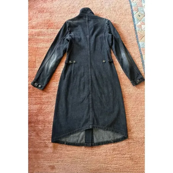 Vintage Hennes Denim Button Front Shirt Dress Dark Wash Size 36 - Image 7