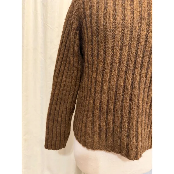 The Limited America Brown Ribbed Wool Blend Katherine Sweater M Mock Neck Fall - Image 9