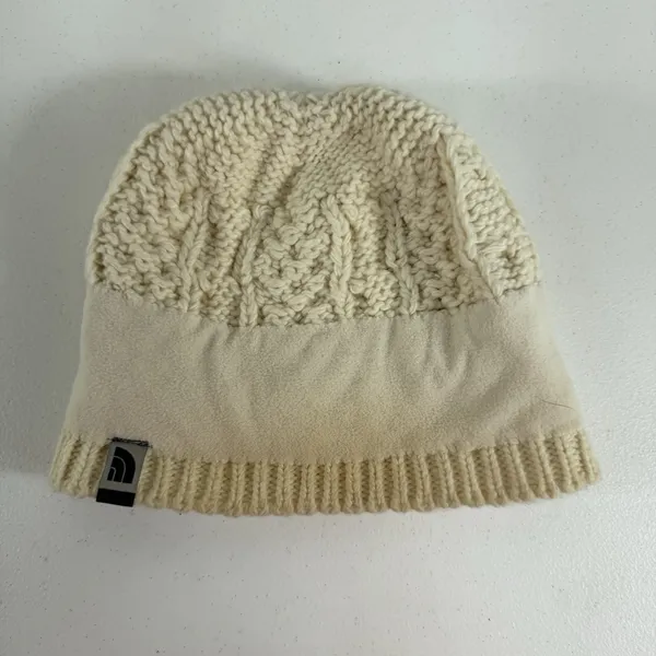 The North Face Hat Beanie‎ One Size Ivory Cable Knit Lined Wool Alpaca Blend - Image 5