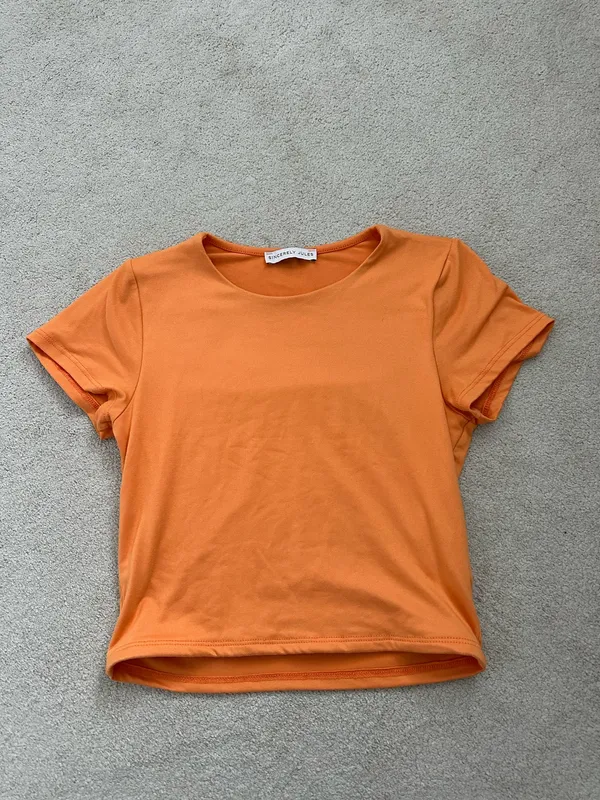 Sincerely Jules Bright Orange Crop Top - Image 2