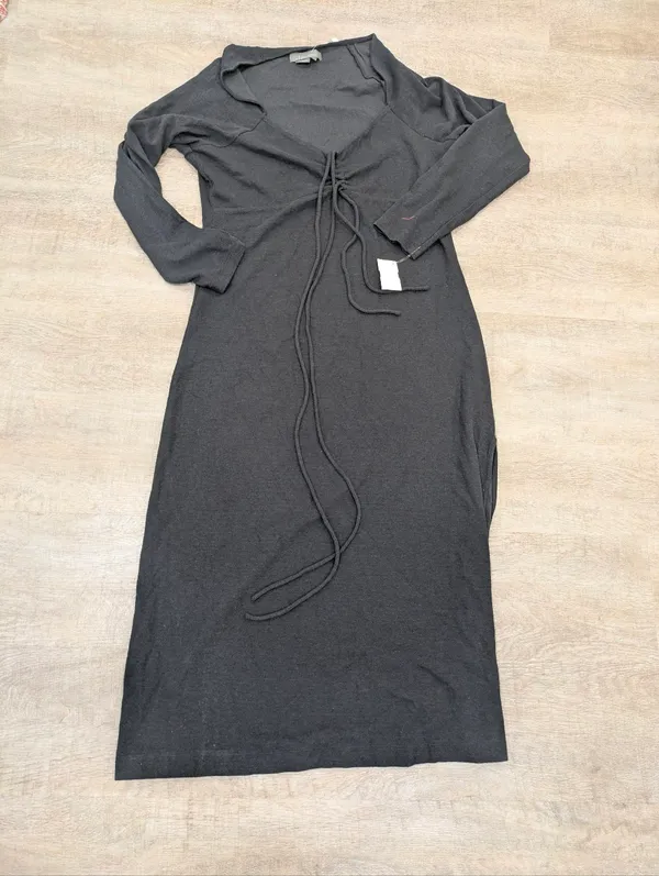NWT Anthropologie Navy Tie-Front Midi Dress Size XL - Image 2