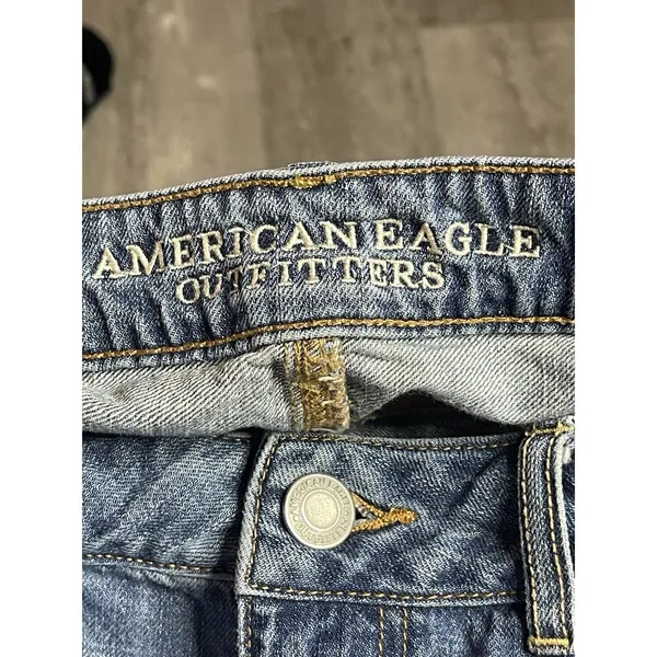 American‎ Eagle Women's Jeans Size 10 Regular Blue High Rise Straight Leg Bag6 - Image 3
