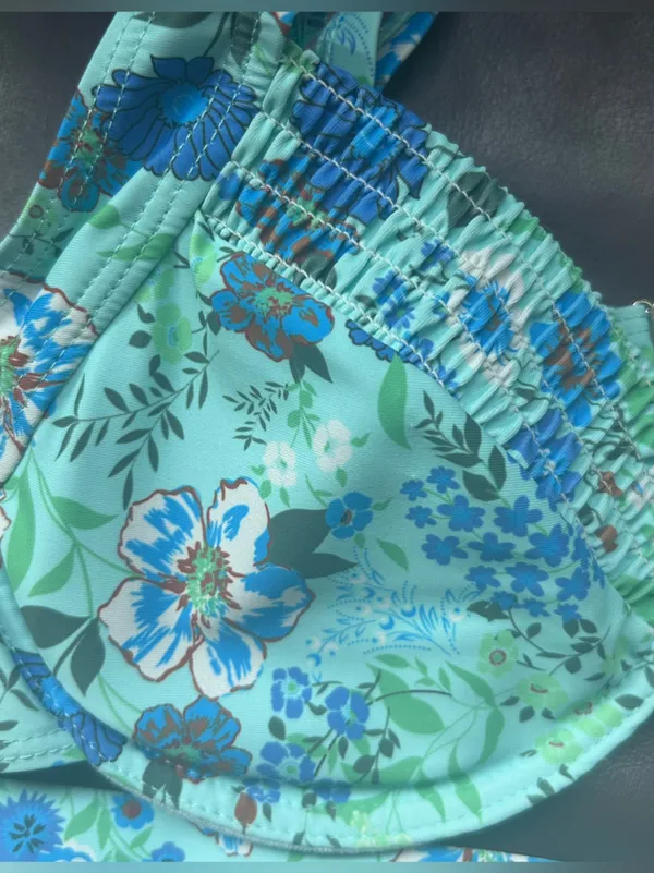 Floral Underwire Bikini Set in Aqua Blue - size L - Image 6