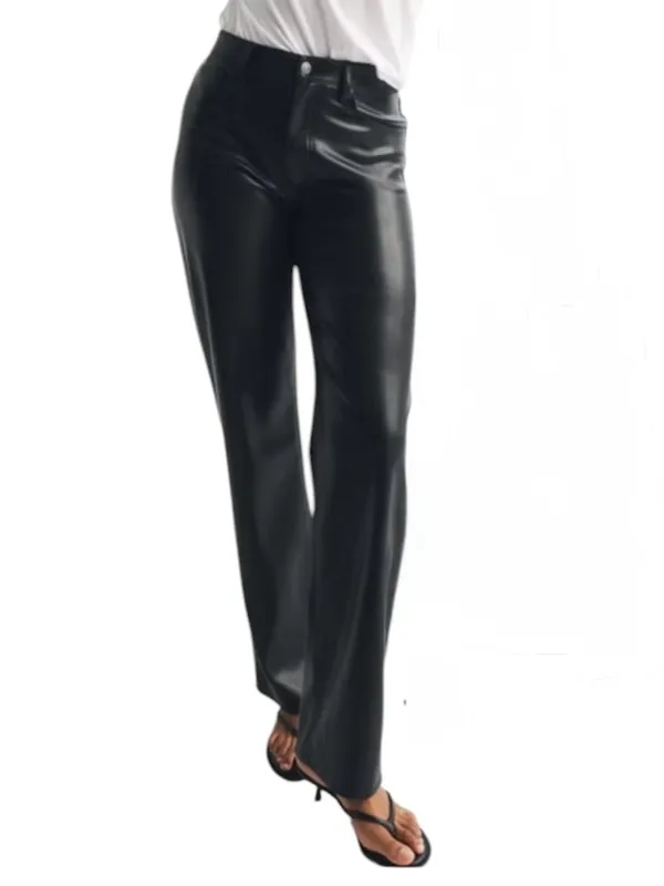 Abercrombie Curve Love High Rise 90s Relaxed Vegan Leather Pant Black Size 26 - Image 3