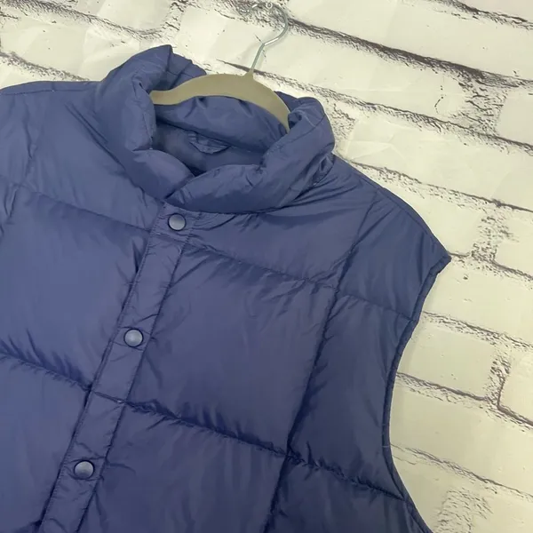 Lands’ End Violet Purple Puffer Vest Jacket Button Up Size Women’s Large Fall - Image 7