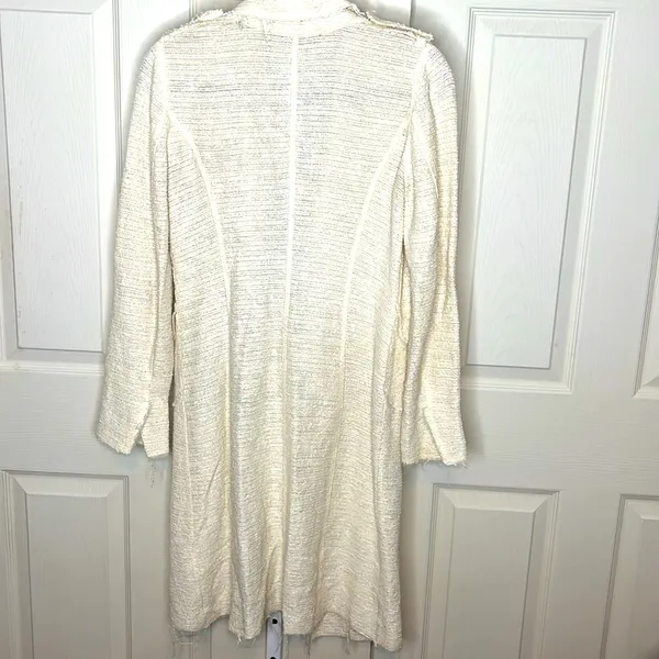 Zara Cream Tweed Long Cardigan Small - Image 6