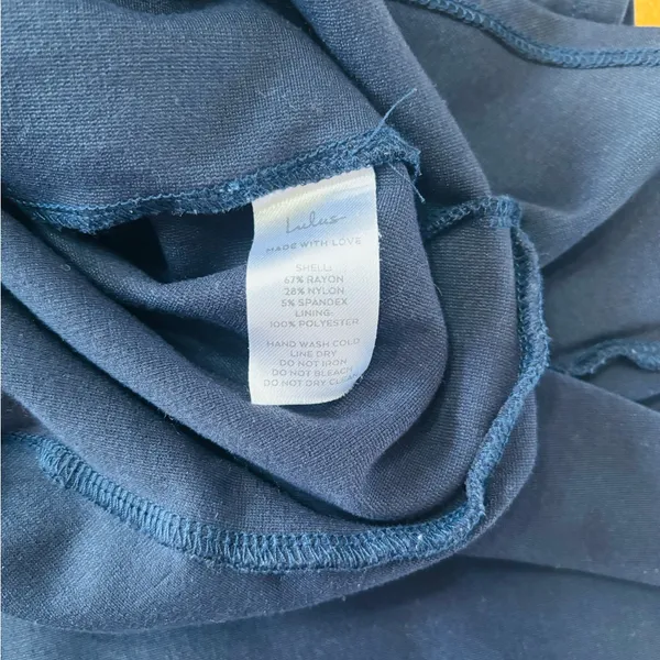 How Much I Care Midnight Blue Off-the-Shoulder Midi Dress - Image 6