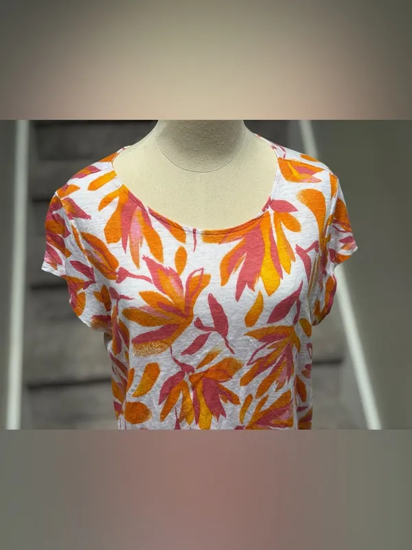 Cynthia Rowley Linen Boxy Floral Blouse Pink Coastal Beach Vacation Women’s XL‎ - Image 2