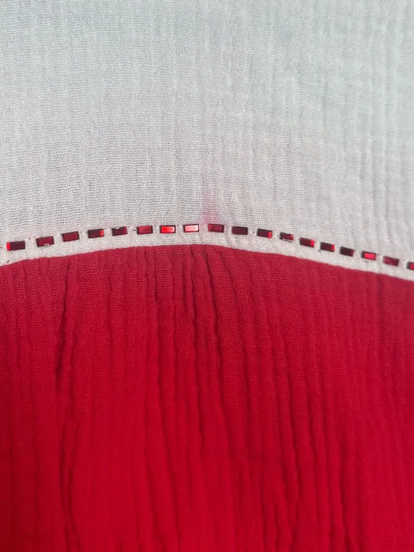 Queen of Sparkles Crimson & White‎ Gauze Top and Short Set - Image 10