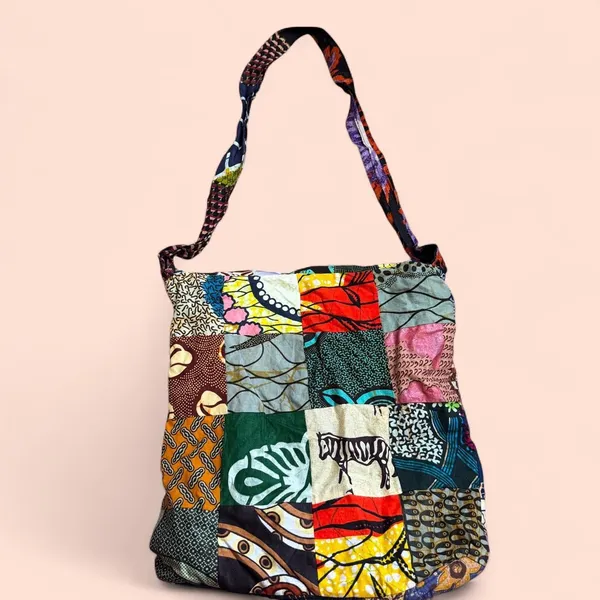 Boho Hippie Patchwork Sling Flap Messenger Crossbody Book Laptop School Bag Purse Streetwear Measurement in pics - Image 2