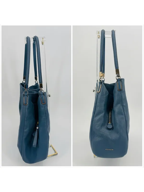 Coach 26224 Madison Pebbled Leather Hobo Bag Blue - Image 3