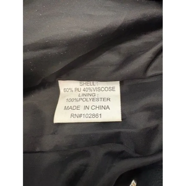 Black Faux Leather Jacket‎ With Grommet Detailing & Snap Closure - Image 3