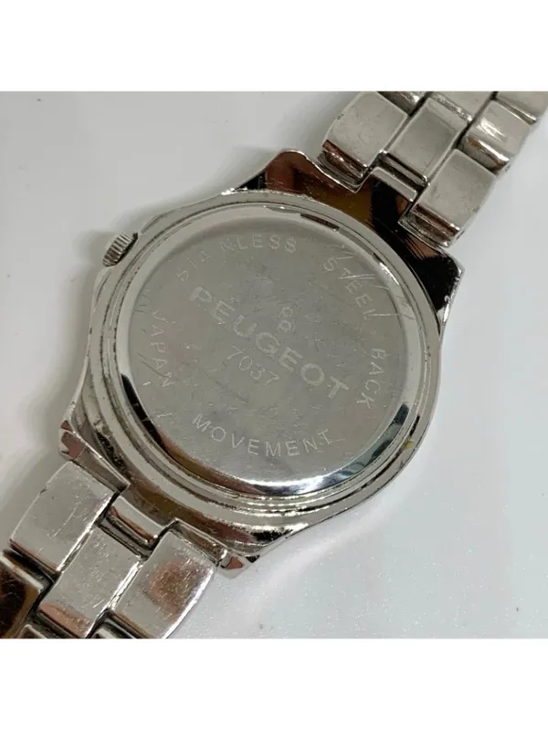 Peugeot women’s silver tone watch 31mm mop dial rhinestones quartz 7” running - Image 5