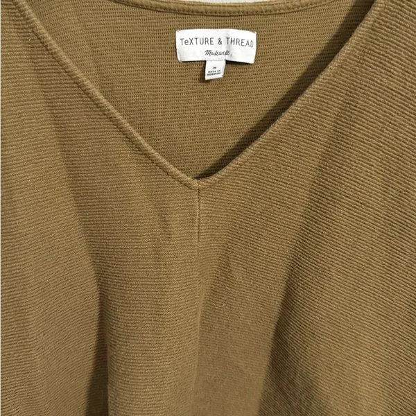 Texture‎ & Thread Madewell Olive Green Ribbed Knit Tie Front Top - Image 2