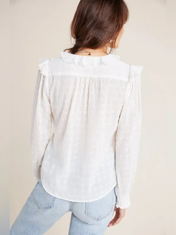 Anthropologie Maeve Laila Ruffled Blouse - Image 3