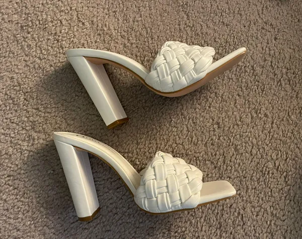 White Heeled Sandals Size 8 - Image 2