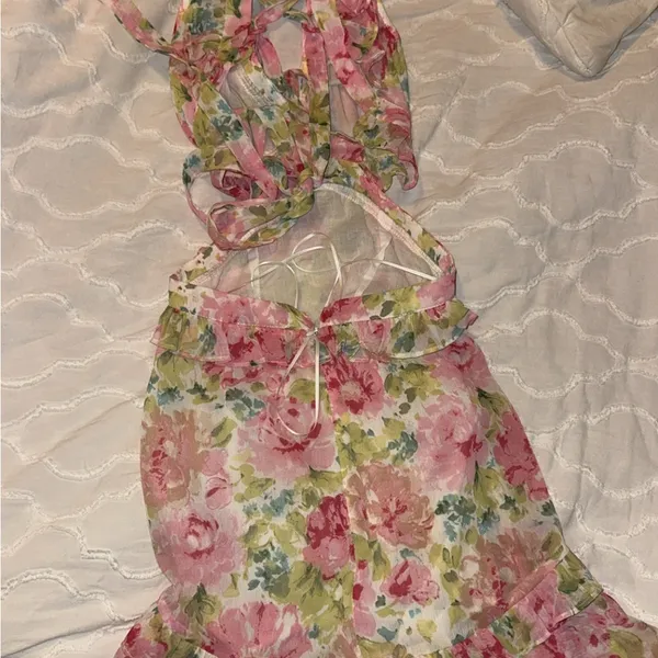 Floral Mini Dress - Pink and White - Image 2