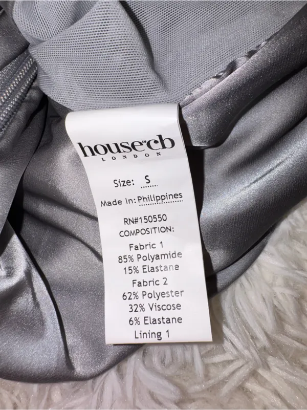 NEW House of CB KIKI Light Grey Mesh Panelled Bodycon Midi Dress sz S - Image 8