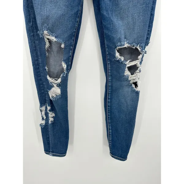 American Eagle Womens Jeggings Size 4S Distressed Medium Wash Denim‎ Stretch - Image 3
