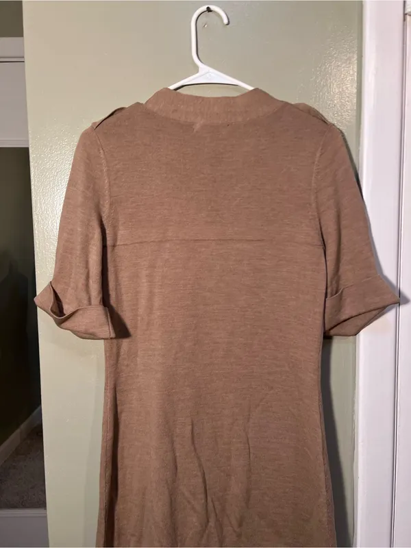 Banana Republic Women’s Size Small Short Sleeve Sweater Dress Tan Brown Buttons - Image 8