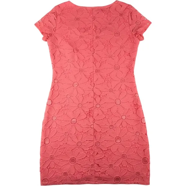 Tiana B Women's Coral Pink Floral Lace Cap Sleeve Sheath Dress Size M - Image 2
