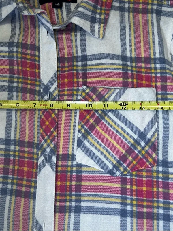 Canada Weather Women’s Gear Plaid Button-Up Shirt - White, Pink & Gray MM VGC - Image 7
