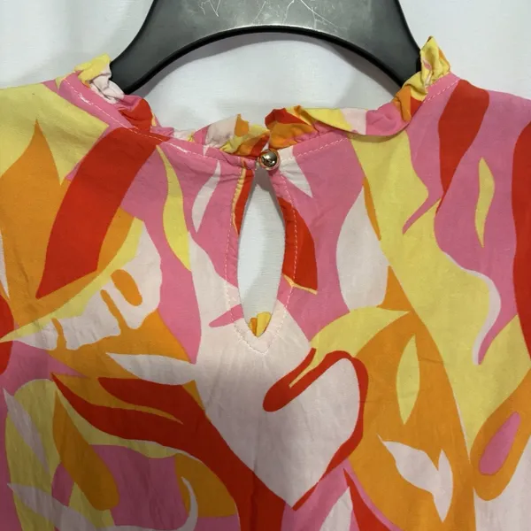 Savanna Jane Tunic Top Womens 2X Orange Abstract Floral Embroidered Boho Rayon - Image 6