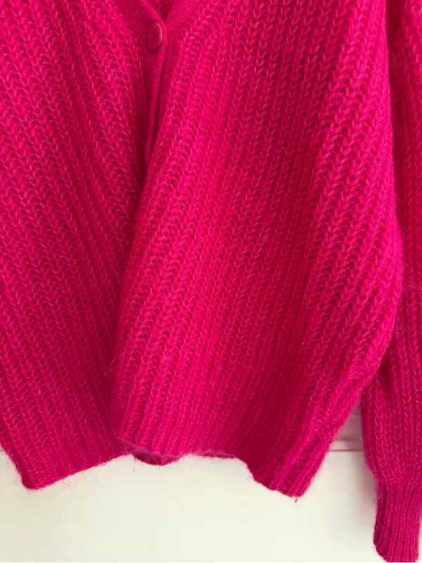 Sézane Pink Kid Mohair Merino Wool Button Cardigan Sweater Size S - Image 7